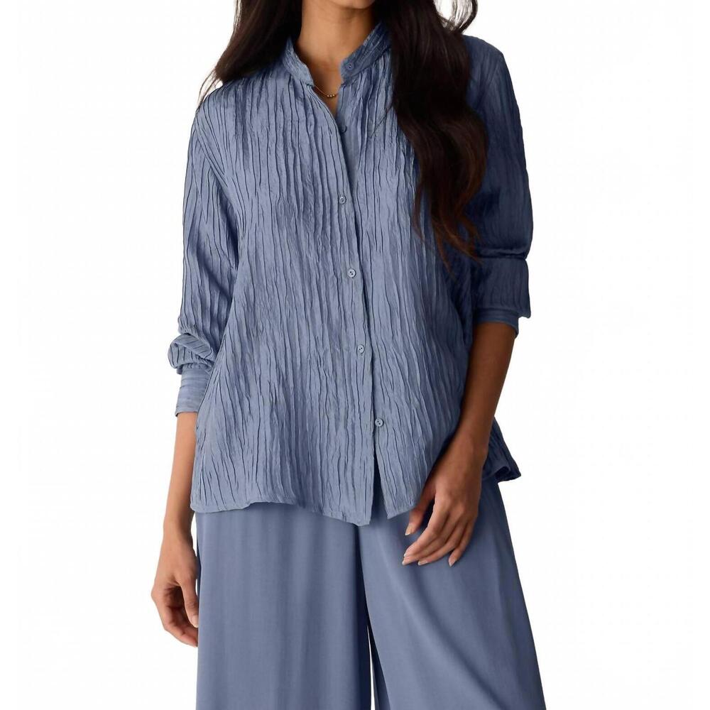 NEW EILEEN FISHER women's button down top in flint